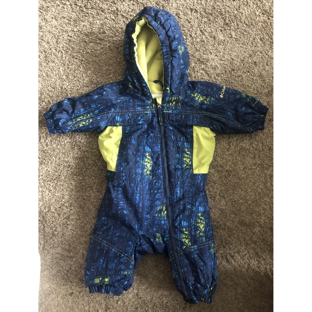 COLUMBIA Baby Snowsuit Snuggly Bunting 6 Months Insulated Blue Yellow Winter